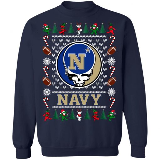 Navy Midshipmen Grateful Dead Ugly Christmas Sweater, Hoodie