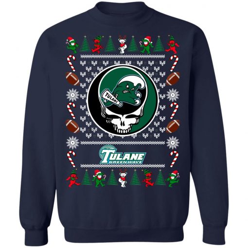 Tulane Green Wave Grateful Dead Ugly Christmas Sweater, Hoodie