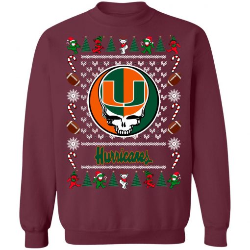 Miami Hurricanes Grateful Dead Ugly Christmas Sweater, Hoodie