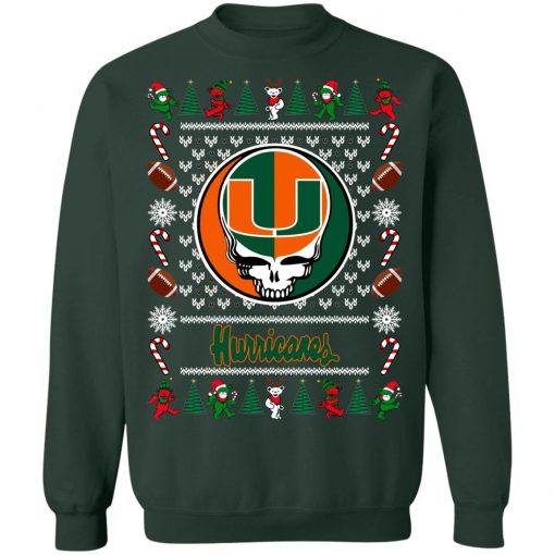 Miami Hurricanes Grateful Dead Ugly Christmas Sweater, Hoodie