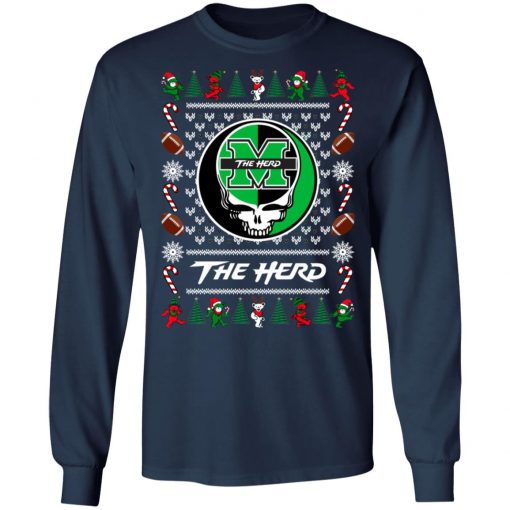 Marshall Thundering Herd Grateful Dead Ugly Christmas Sweater, Hoodie