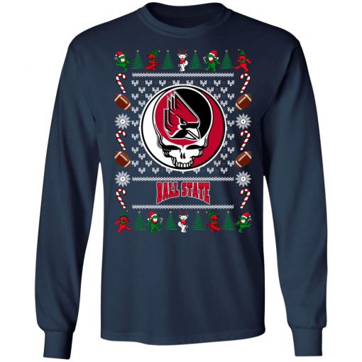 Ball State Cardinals Grateful Dead Ugly Christmas Sweater, Hoodie