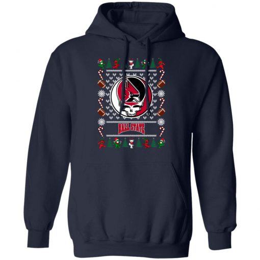 Ball State Cardinals Grateful Dead Ugly Christmas Sweater, Hoodie