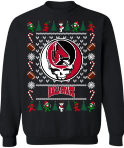 Ball State Cardinals Grateful Dead Ugly Christmas Sweater, Hoodie