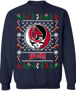 Ball State Cardinals Grateful Dead Ugly Christmas Sweater, Hoodie