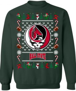 Ball State Cardinals Grateful Dead Ugly Christmas Sweater, Hoodie