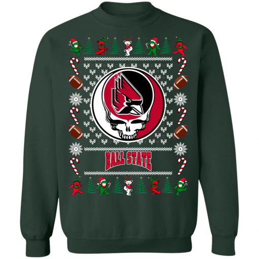 Ball State Cardinals Grateful Dead Ugly Christmas Sweater, Hoodie