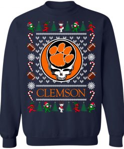 Clemson Tigers Grateful Dead Ugly Christmas Sweater, Hoodie