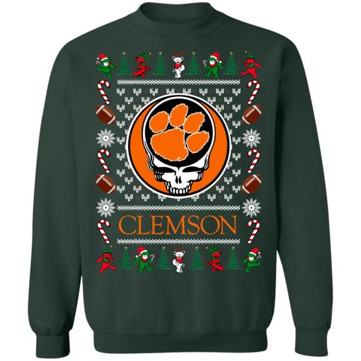 Clemson Tigers Grateful Dead Ugly Christmas Sweater, Hoodie