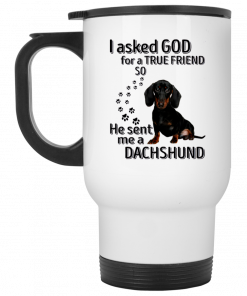 I Asked God For A True Friend So He Sent Me A Dachshund Mug, Coffee Mug, Travel Mug