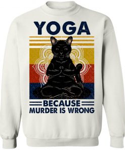 Yoga Because Murder Is Wrong Black Cat Vintage Shirt