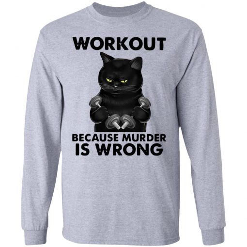 Workout Because Murder Is Wrong Black Cat Vintage Shirt