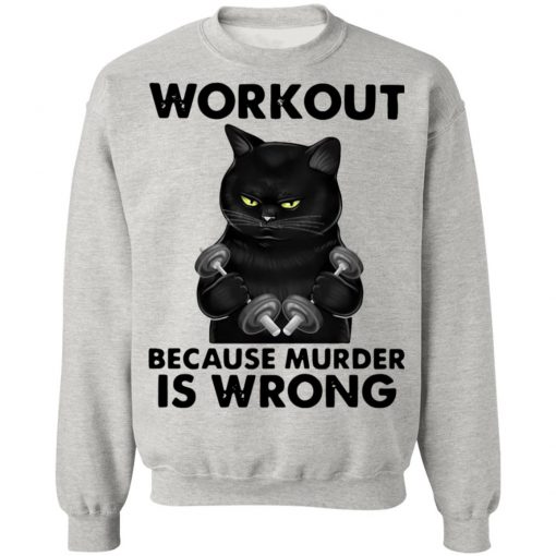 Workout Because Murder Is Wrong Black Cat Vintage Shirt