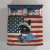 Black Cat Boss American Flag Bedding Set