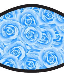 Blue Rose Flower Floral Black Face Mask