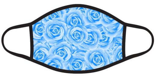 Blue Rose Flower Floral Black Face Mask