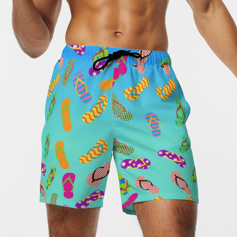Colorful Flip Flop Hawaiian Shirt, Beach Shorts - Q-Finder Trending ...