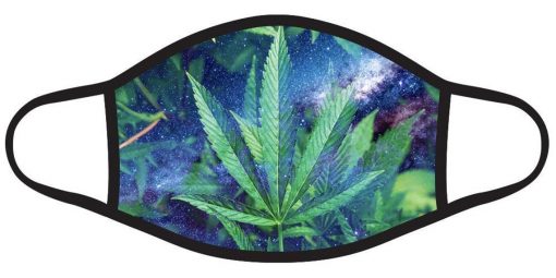 Colorful Green Leaf Marijuana Galaxy Face Mask