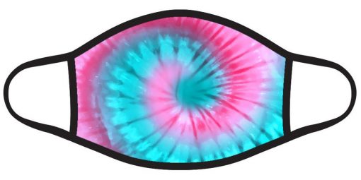 Colorful Pink Blue Tie Dye Spiral Print Face Mask