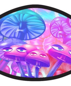 Colorful Psychedelic Mushroom Trippy Pink Blue Fairytale Face Mask