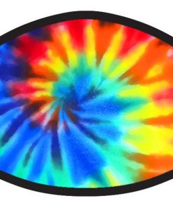 Colorful Red Yellow Green Blue Rainbow Tie Dye Spiral Print Face Mask