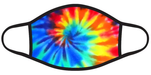 Colorful Red Yellow Green Blue Rainbow Tie Dye Spiral Print Face Mask