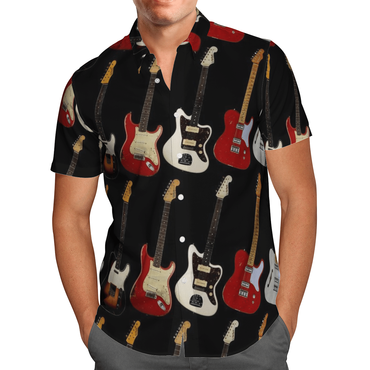 Electric Guitars Colorful Hawaiian Shirt, Beach Shorts - Q-Finder ...
