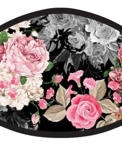 Floral Print Black Pink Face Mask Men