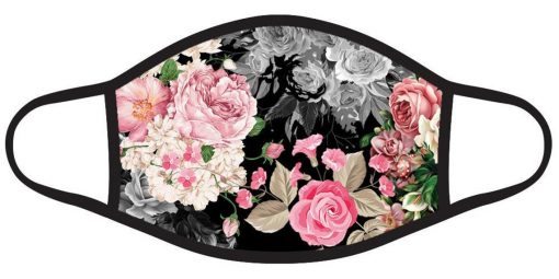 Floral Print Black Pink Face Mask Men