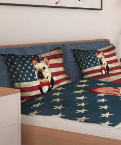 French Bulldog American Flag Bedding Set