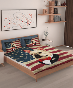 French Bulldog American Flag Bedding Set