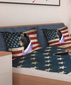 Mama Black Bear American Flag Bedding Set