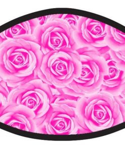 Pink Rose Flower Floral Black Face Mask