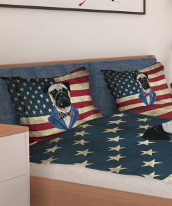 Pug Dog American Flag Bedding Set