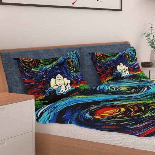 Snoopy And Charlie Brown Van Gogh Bedding Set