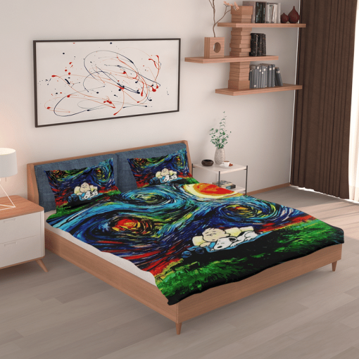 Snoopy And Charlie Brown Van Gogh Bedding Set