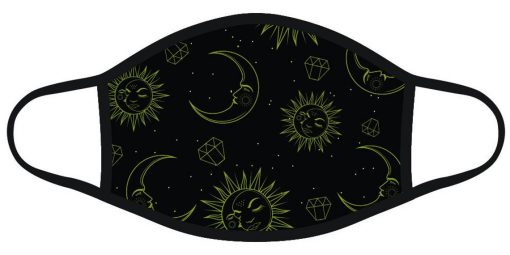 Starry Night Moon and Stars Print Face Black Mask