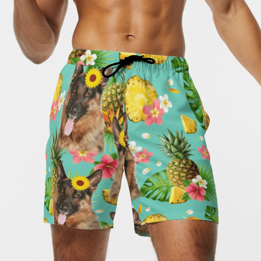 Tropical Pineapple German Shepherd Dog Hawaiian Shirt, Beach Shorts