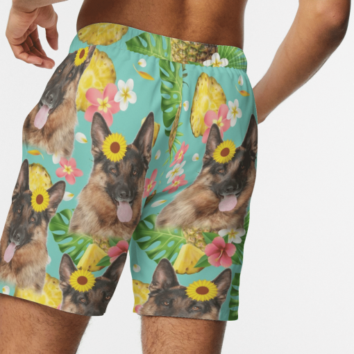 Tropical Pineapple German Shepherd Dog Hawaiian Shirt, Beach Shorts