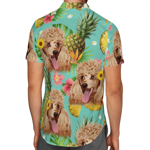 Tropical Pineapple Poodle Hawaiian Shirt, Beach Shorts