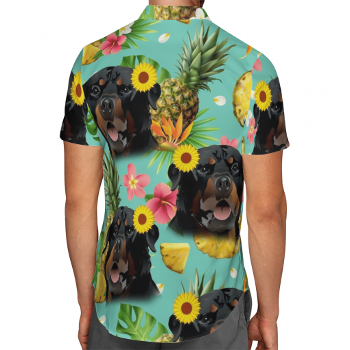 Tropical Pineapple Rottweiler Hawaiian Shirt, Beach Shorts