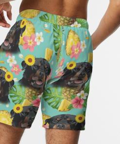 Tropical Pineapple Rottweiler Hawaiian Shirt, Beach Shorts