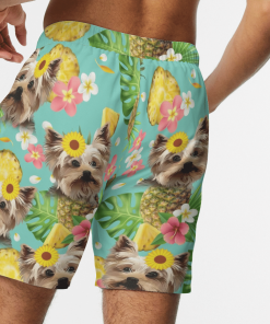 Tropical Pineapple Yorkshire Terrier Hawaiian Shirt, Beach Shorts
