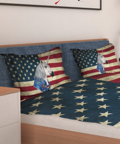 Unicorn American Flag Bedding Set