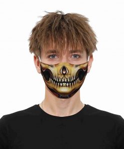 Funny Cartoon Human Skull - Skeleton Mouth Mask Unisex Anti-Dust Cotton Blend Reusable & Washable Face Mask