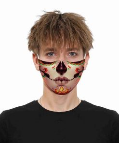 Mexican Sugar Skull Face Mask, Day of the Dead Washable Reusable