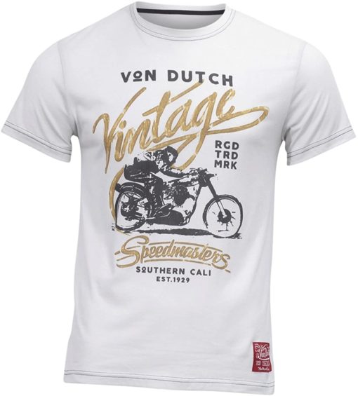 Von Dutch mens heritage motorcycle crew neck short sleeve t shirt snow warm