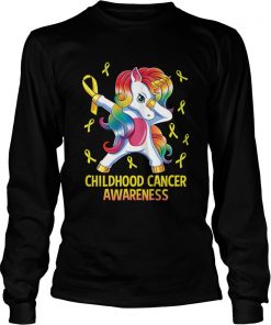 Dabbing Unicorn Childhood Cancer Awareness Warrior TShirt