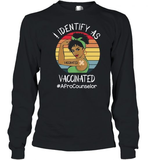 I Identify As Vaccinated Afro Counselor Vintage Retro T-shirt1