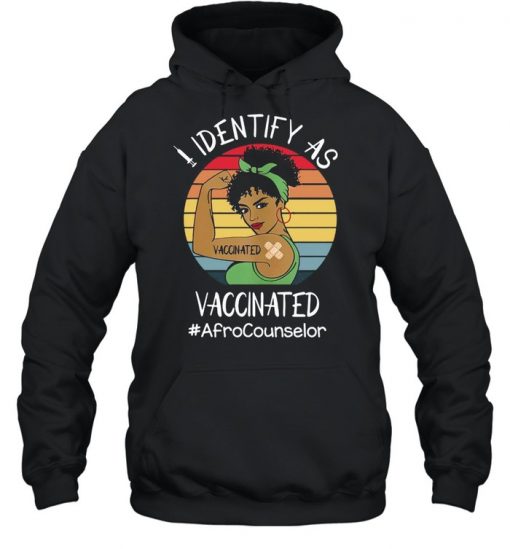 I Identify As Vaccinated Afro Counselor Vintage Retro T-shirt1